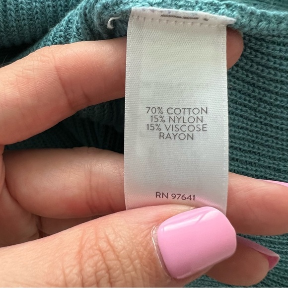 J.Jill Turquoise Ribbed V Neck Long Sleeve Knit Top Size XS - Picture 4 of 5